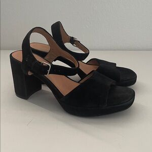 Madewell The Nadia Platform Heeled Sandals Size 7 Black Suede